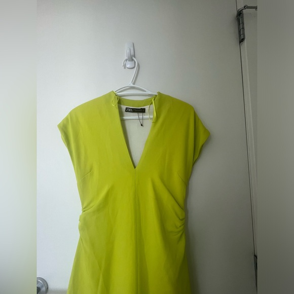 Zara Neon Green Midi Dress Size XS - Picture 2 of 7